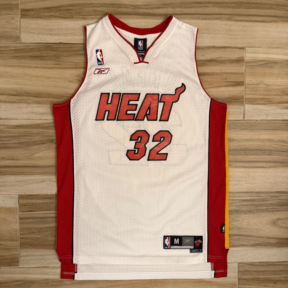 Shaquille O'Neal Miami Heat Reebok NBA Jersey White Mens Medium 32 Basketball